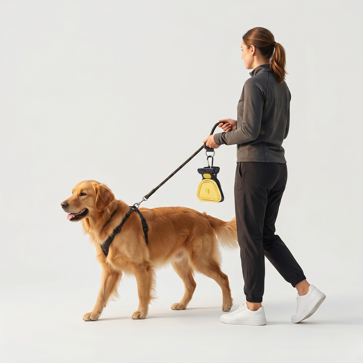 One-Hand Foldable Dog Poop Scooper with Bag Clip and Carabiner, Silicone, Small or Large