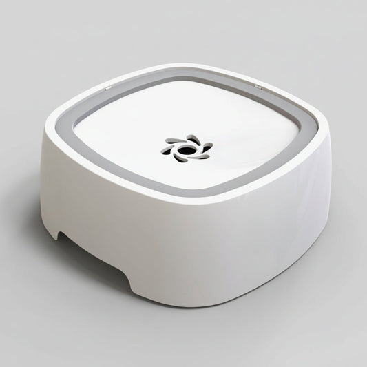 Spill-Resistant Floating Plate Dog Water Bowl, 1L Slow Drinking Design, Easy to Clean