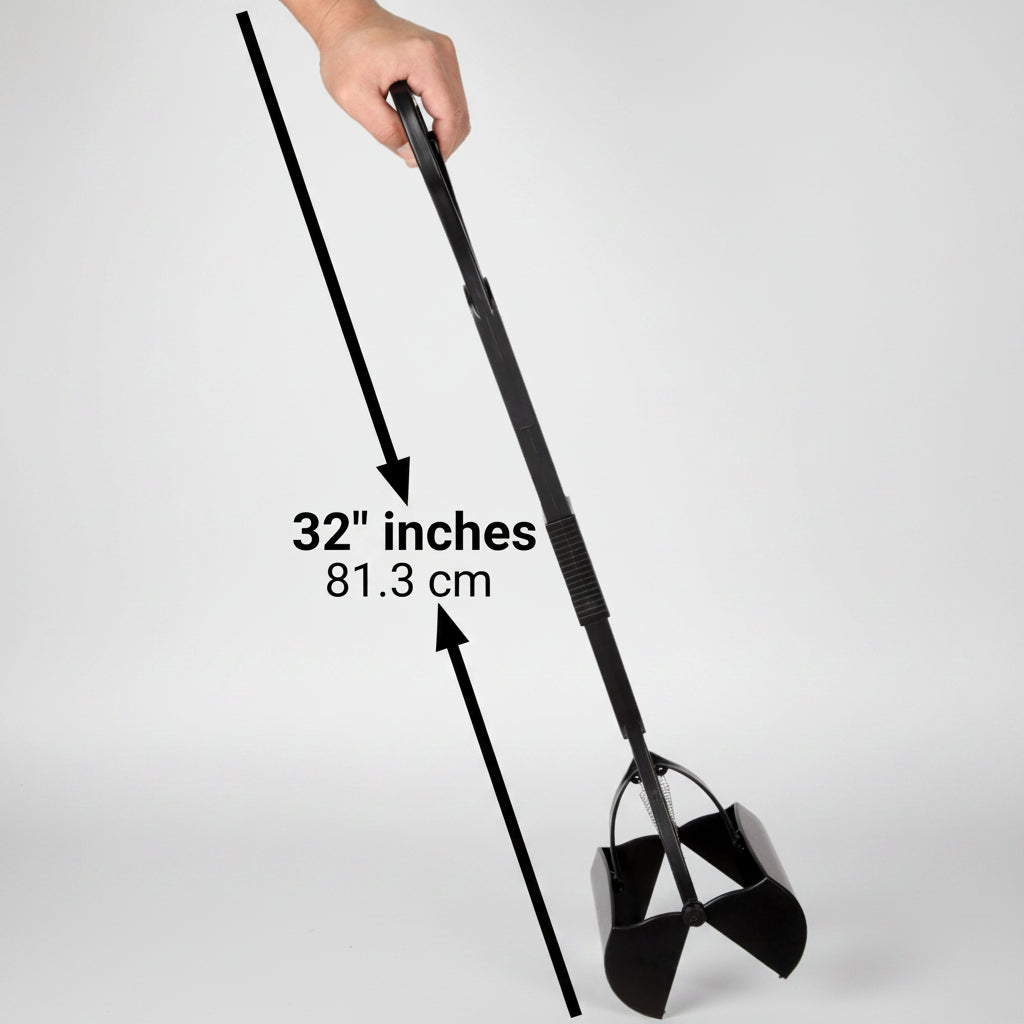Mr. Peanut's 32-Inch Pooper Scooper for Dogs with Double Spring Jaws and Waste Bin