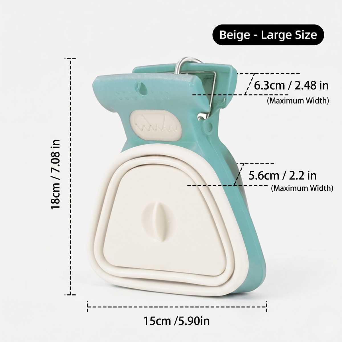 One-Hand Foldable Dog Poop Scooper with Bag Clip and Carabiner, Silicone, Small or Large