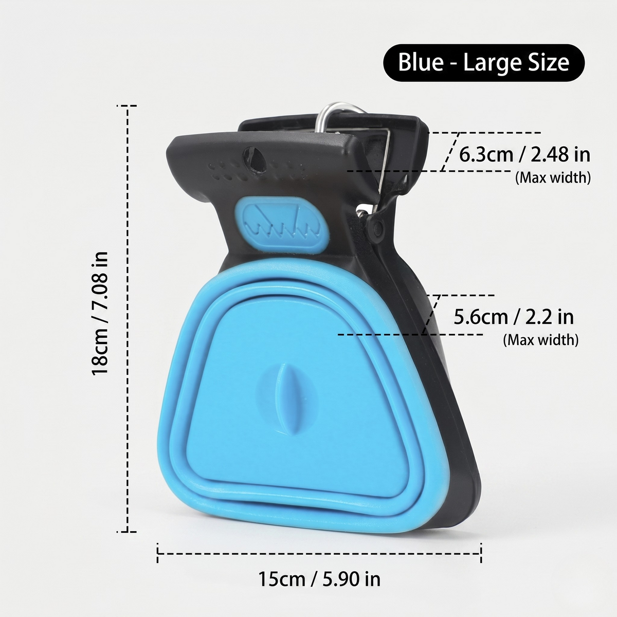 One-Hand Foldable Dog Poop Scooper with Bag Clip and Carabiner, Silicone, Small or Large