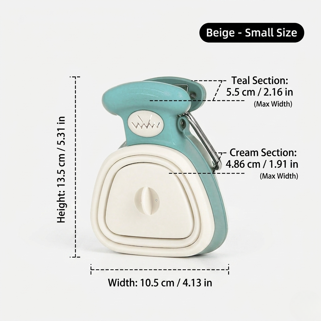 One-Hand Foldable Dog Poop Scooper with Bag Clip and Carabiner, Silicone, Small or Large