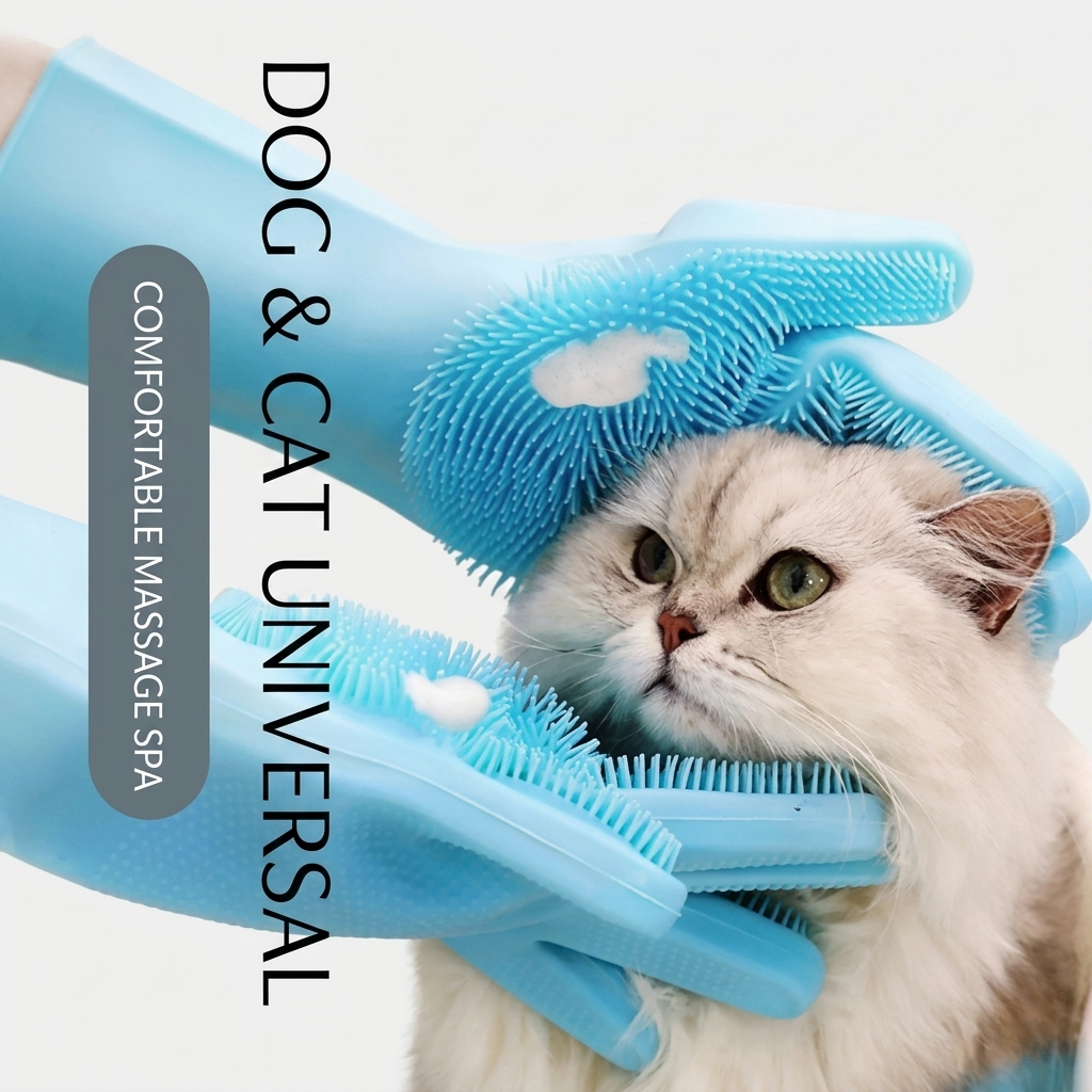 Silicone Pet Grooming Glove for Dogs & Cats, Bath and Deshedding Brush, Fits Either Hand