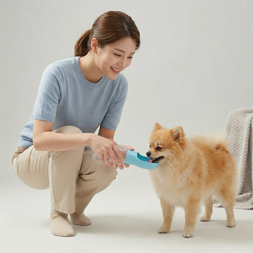 Portable Dog Water Bottle with Temperature Indicator for Walks & Hiking, 300ml or 600ml
