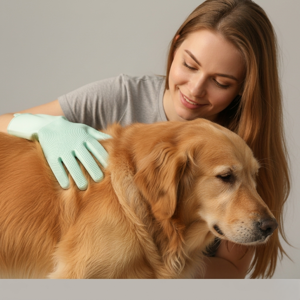 Silicone Pet Grooming Glove for Dogs & Cats, Bath and Deshedding Brush, Fits Either Hand