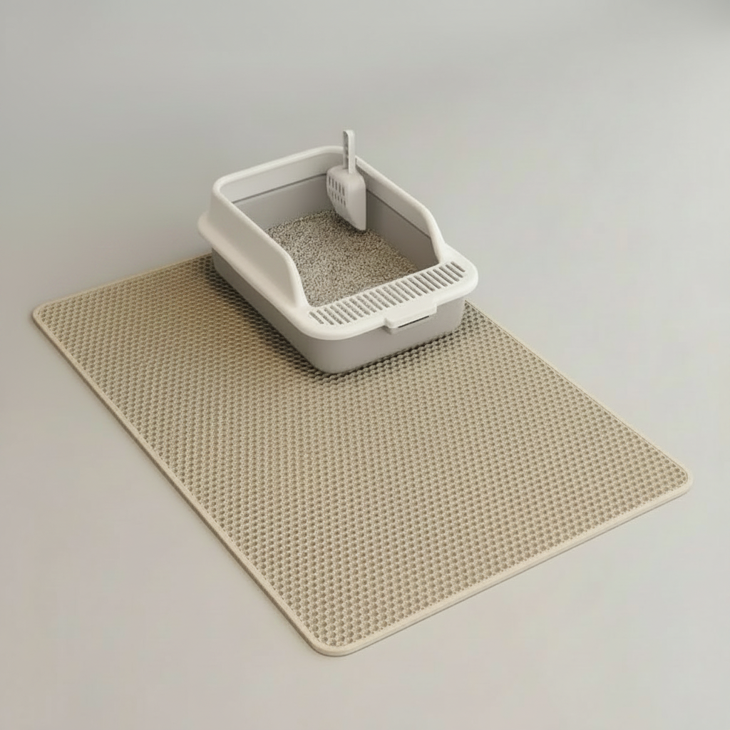 Double-Layer Honeycomb Cat Litter Mat, Waterproof EVA, Foldable, Traps Scattered Litter