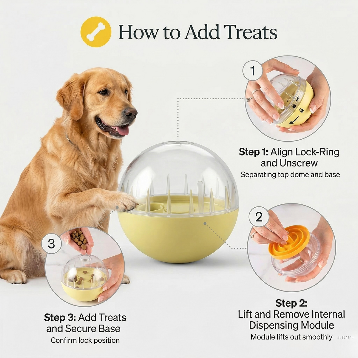 Clear Treat Dispensing Dog Ball for Small to Medium Dogs, BPA-Free, 8.5 cm
