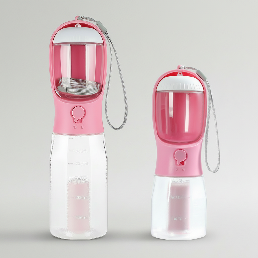 Portable Dog Water Bottle with Temperature Indicator for Walks & Hiking, 300ml or 600ml