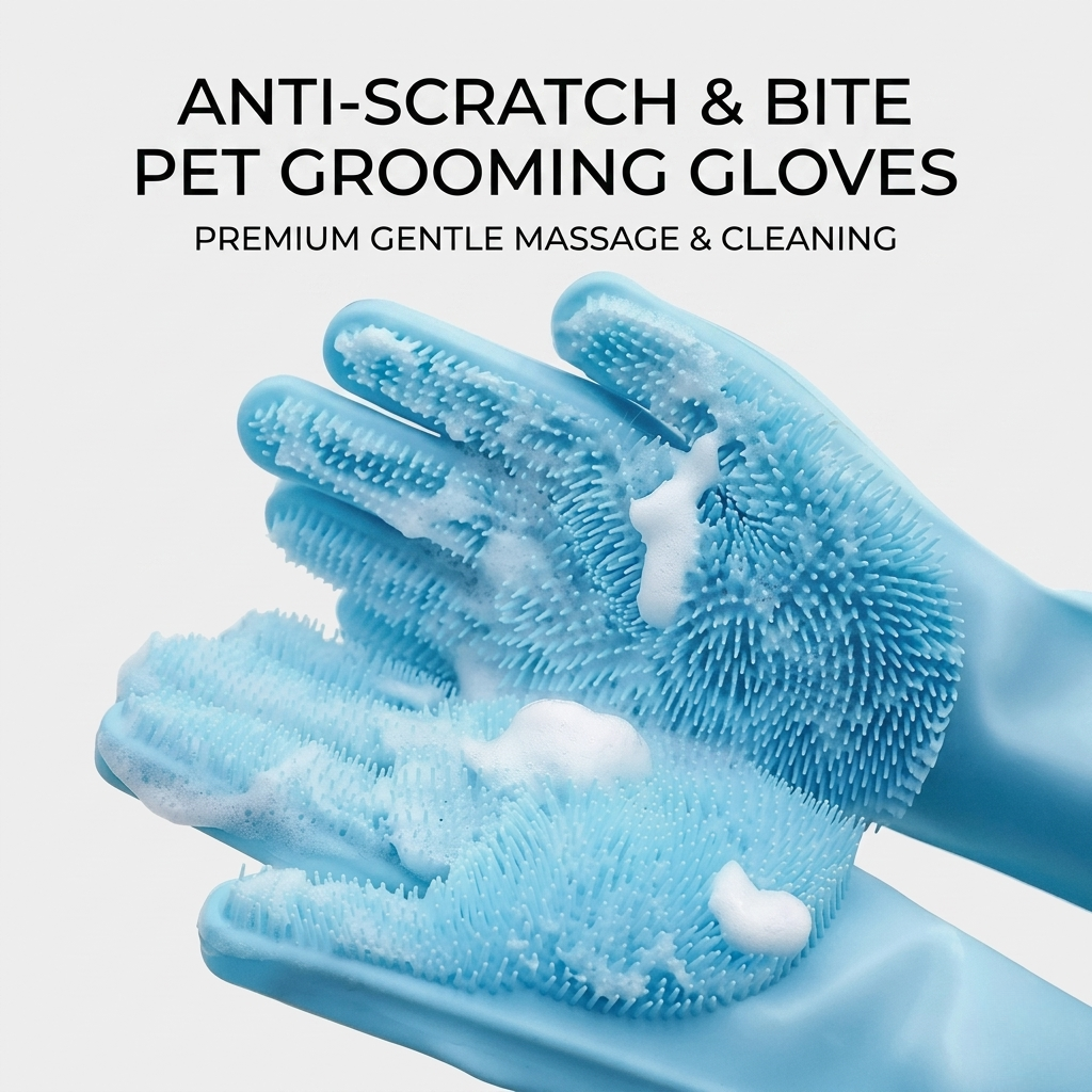 Silicone Pet Grooming Glove for Dogs & Cats, Bath and Deshedding Brush, Fits Either Hand