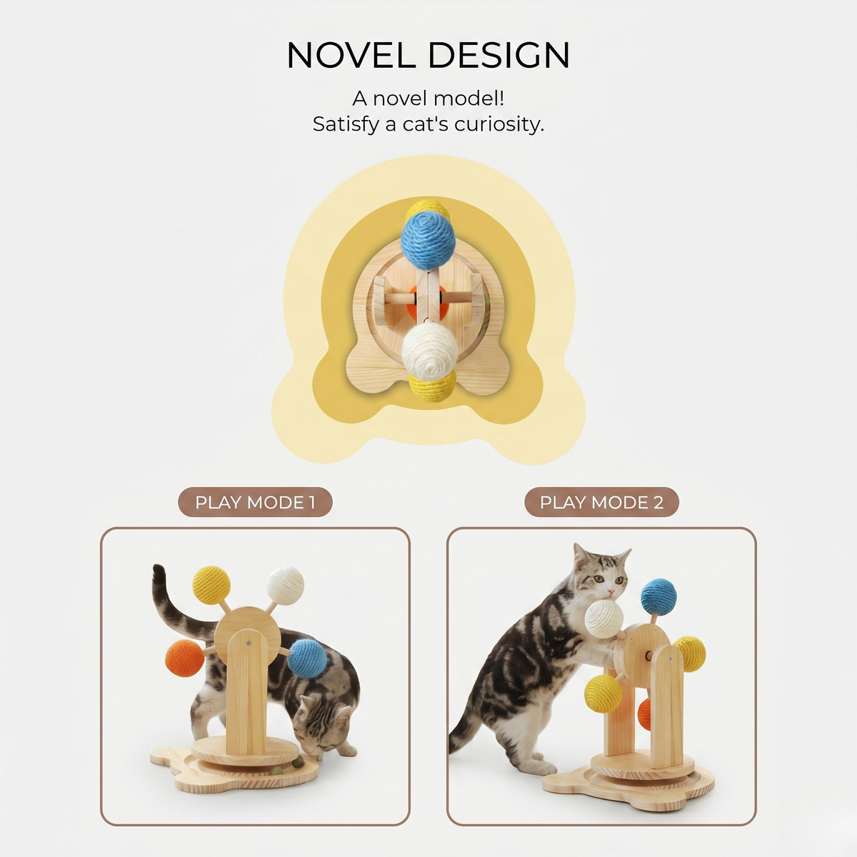 Rotating Ferris Wheel Cat Scratcher with Curved Corrugated Scratching Surface, 3 Styles