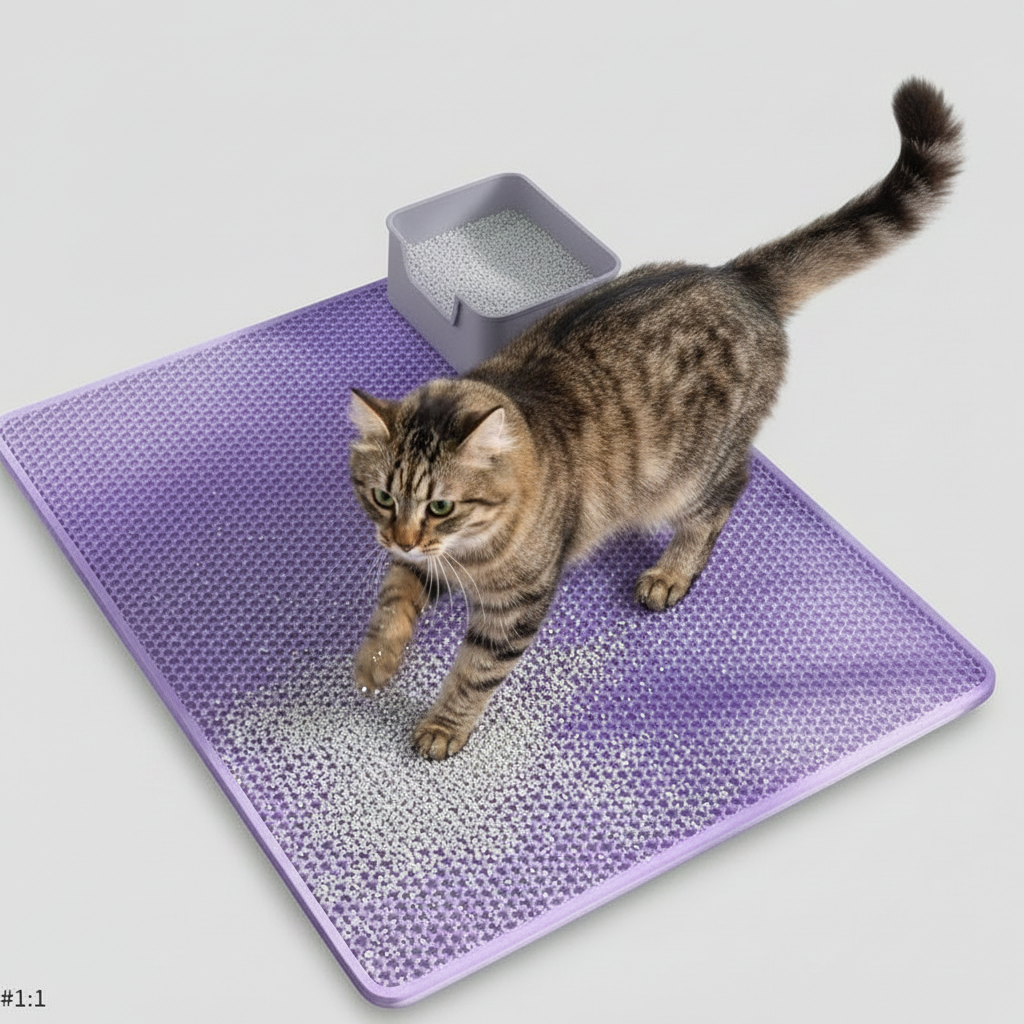 Double-Layer Honeycomb Cat Litter Mat, Waterproof EVA, Foldable, Traps Scattered Litter