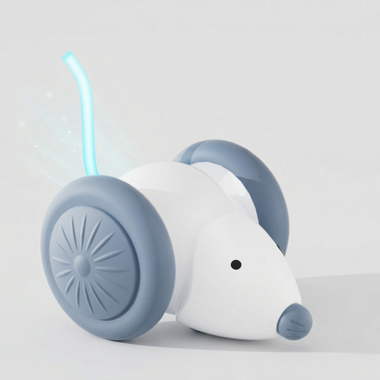 Interactive Cat Mouse Toy with Light-Up LED Tail, USB Rechargeable, 12 Inch
