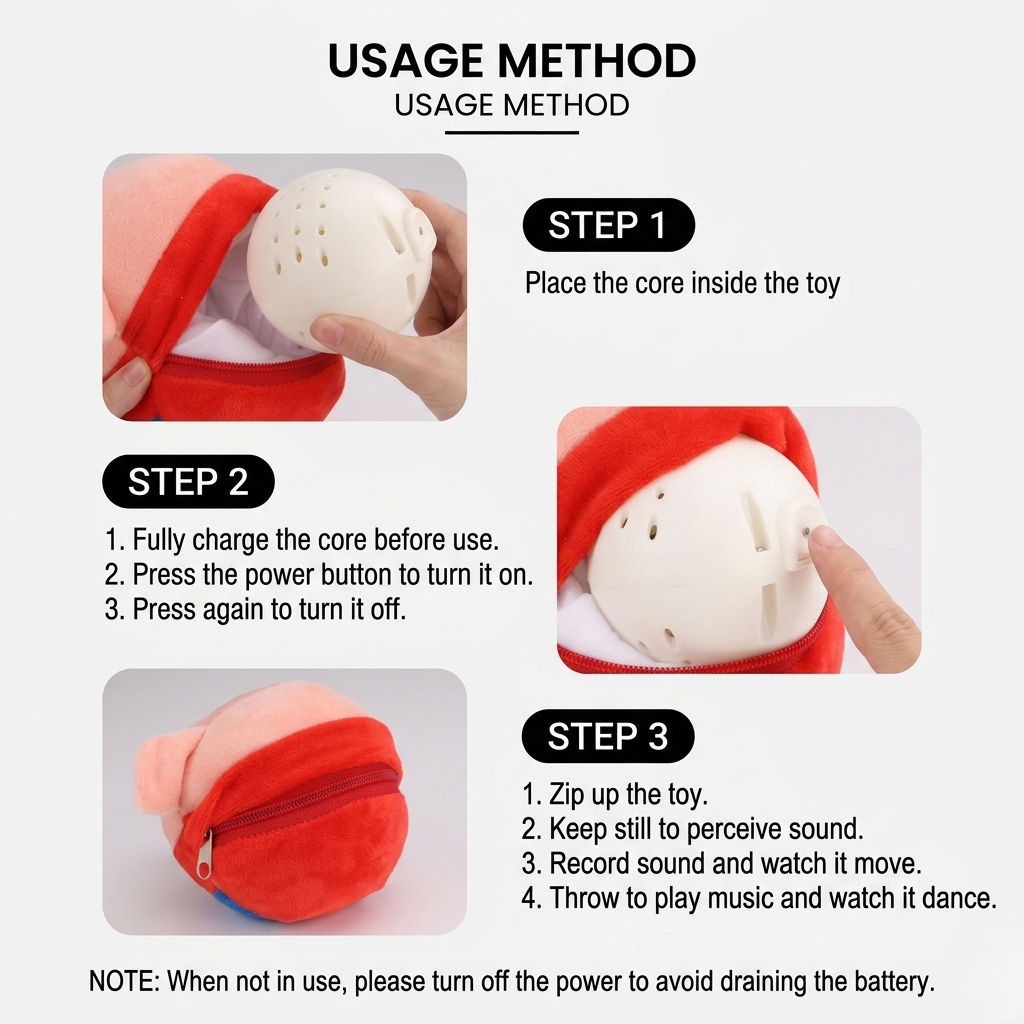 Interactive Jumping Plush Pig Ball for Dogs & Cats, USB Rechargeable with Sound, Removable Cover