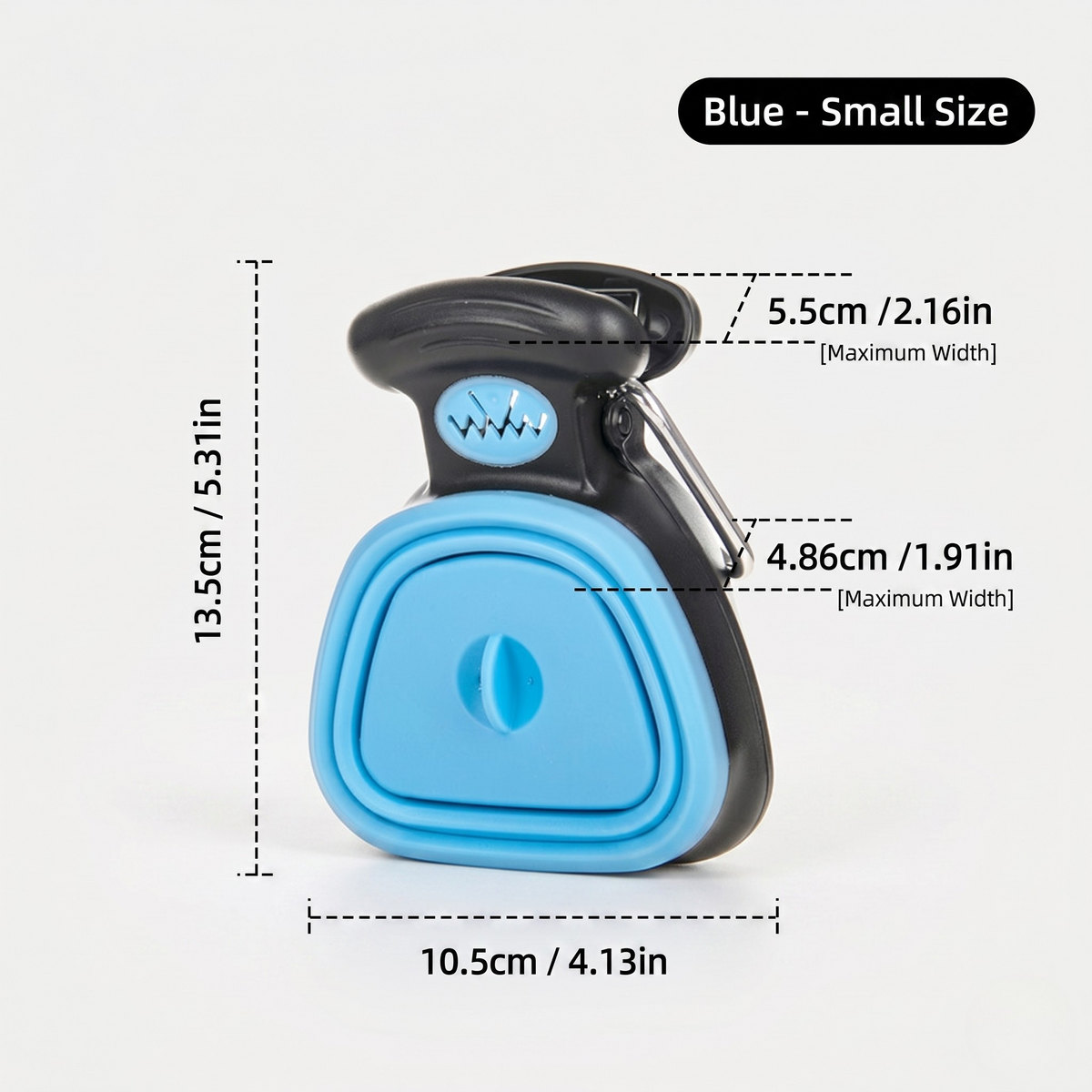 One-Hand Foldable Dog Poop Scooper with Bag Clip and Carabiner, Silicone, Small or Large