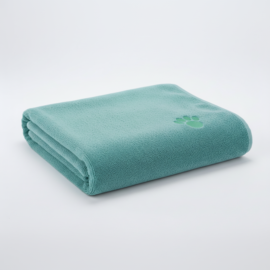 Quick-Dry Microfiber Pet Towel for Dogs & Cats, Absorbent Embroidered Bath Towel, 4 Sizes