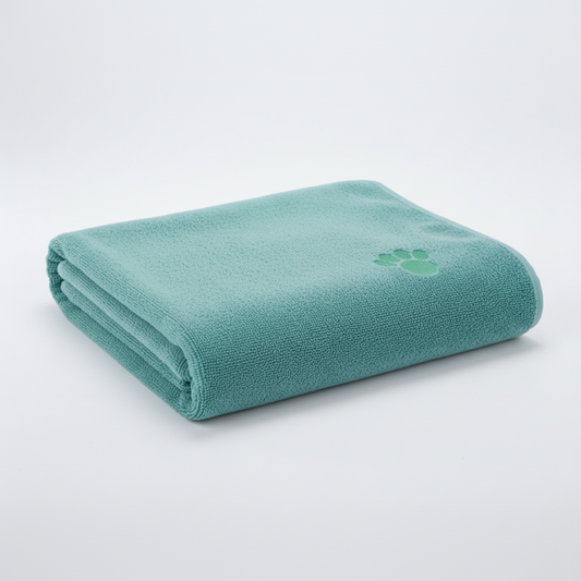 Quick-Dry Microfiber Pet Towel for Dogs & Cats, Absorbent Embroidered Bath Towel, 4 Sizes