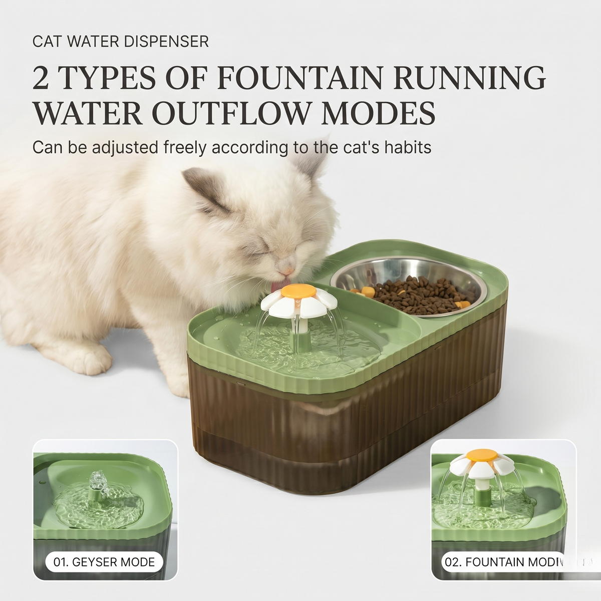 Quiet USB Pet Water Fountain for Cats & Small Dogs, Carbon Filter, Wide Drinking Platform