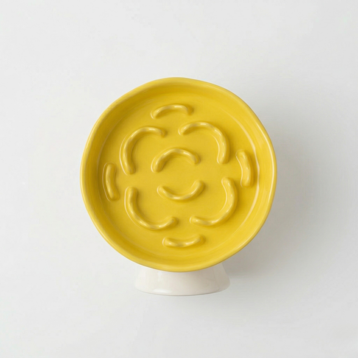 Raised Ceramic Slow Feeder Bowl for Cats & Small to Medium Dogs, Anti-Slip Base