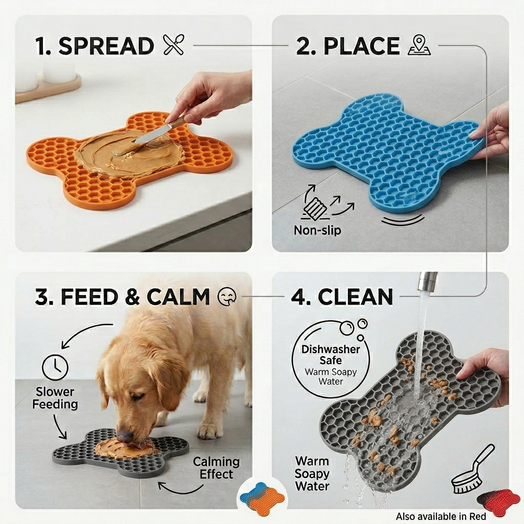 Silicone Lick Mat for Dogs & Cats, Slow Feeder Pad for Wet Food, Non-Slip, Dishwasher Safe