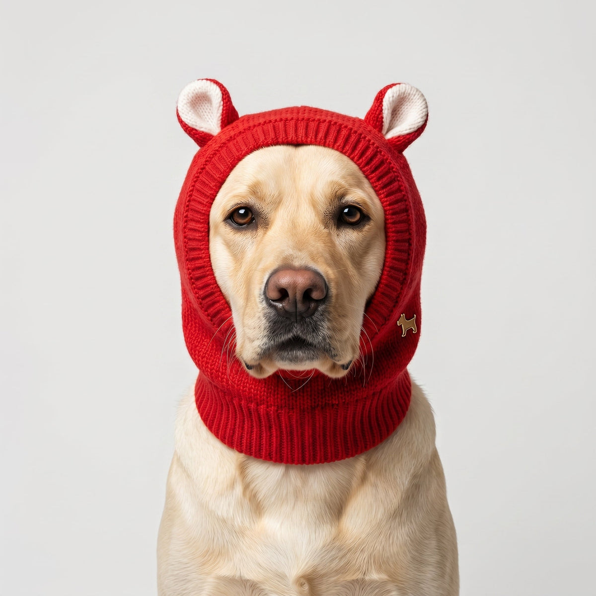 Warm Knitted Winter Dog Hat with Rabbit Ears for Large Dogs, Wind-Resistant Plush