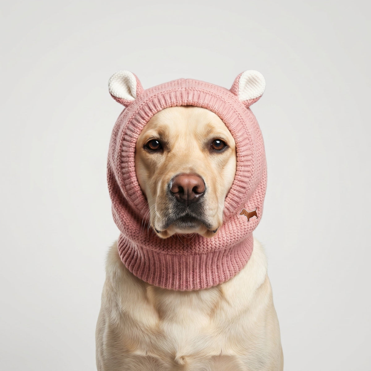 Warm Knitted Winter Dog Hat with Rabbit Ears for Large Dogs, Wind-Resistant Plush