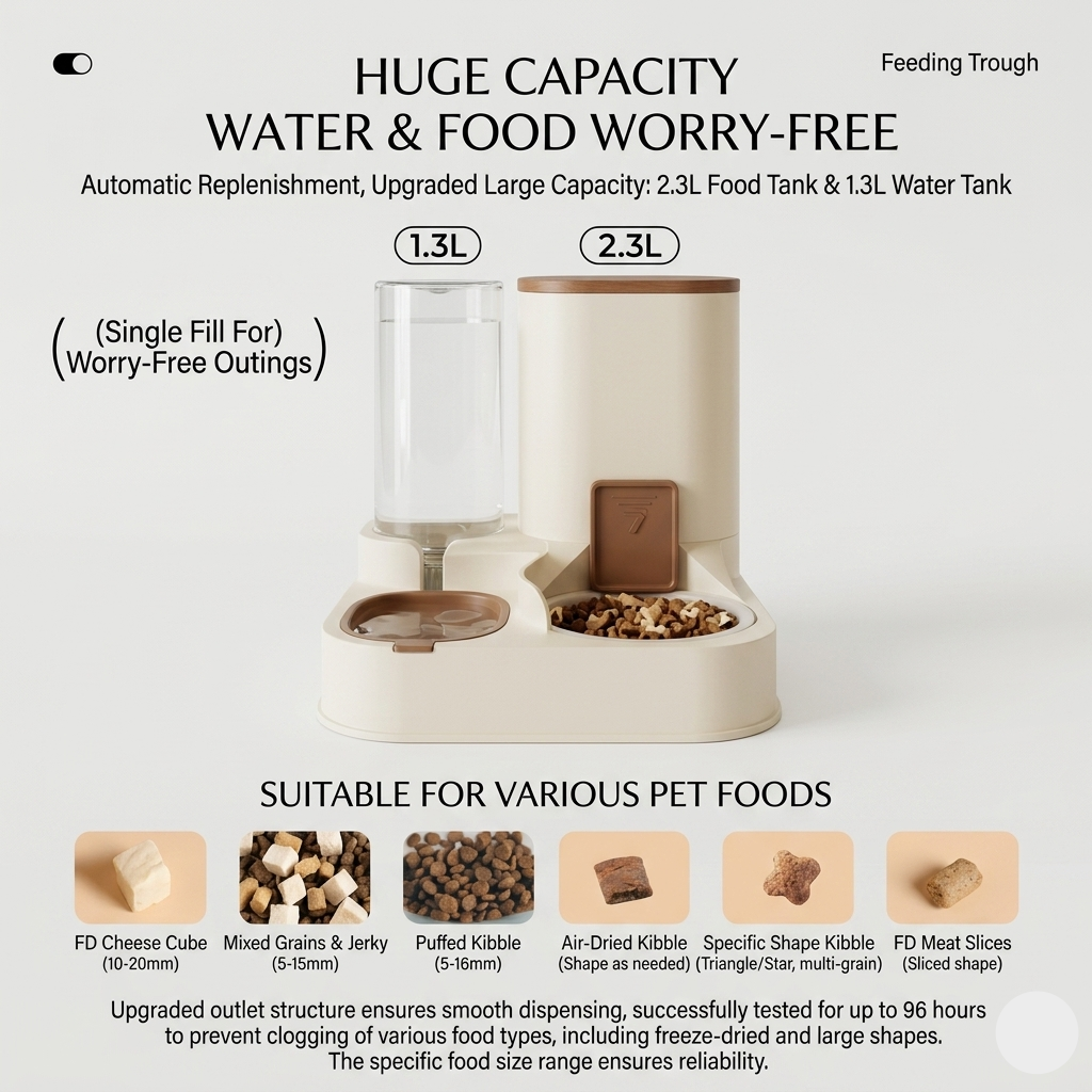 Gravity Pet Feeder and Water Dispenser Station for Cats & Small Dogs, No Power Needed