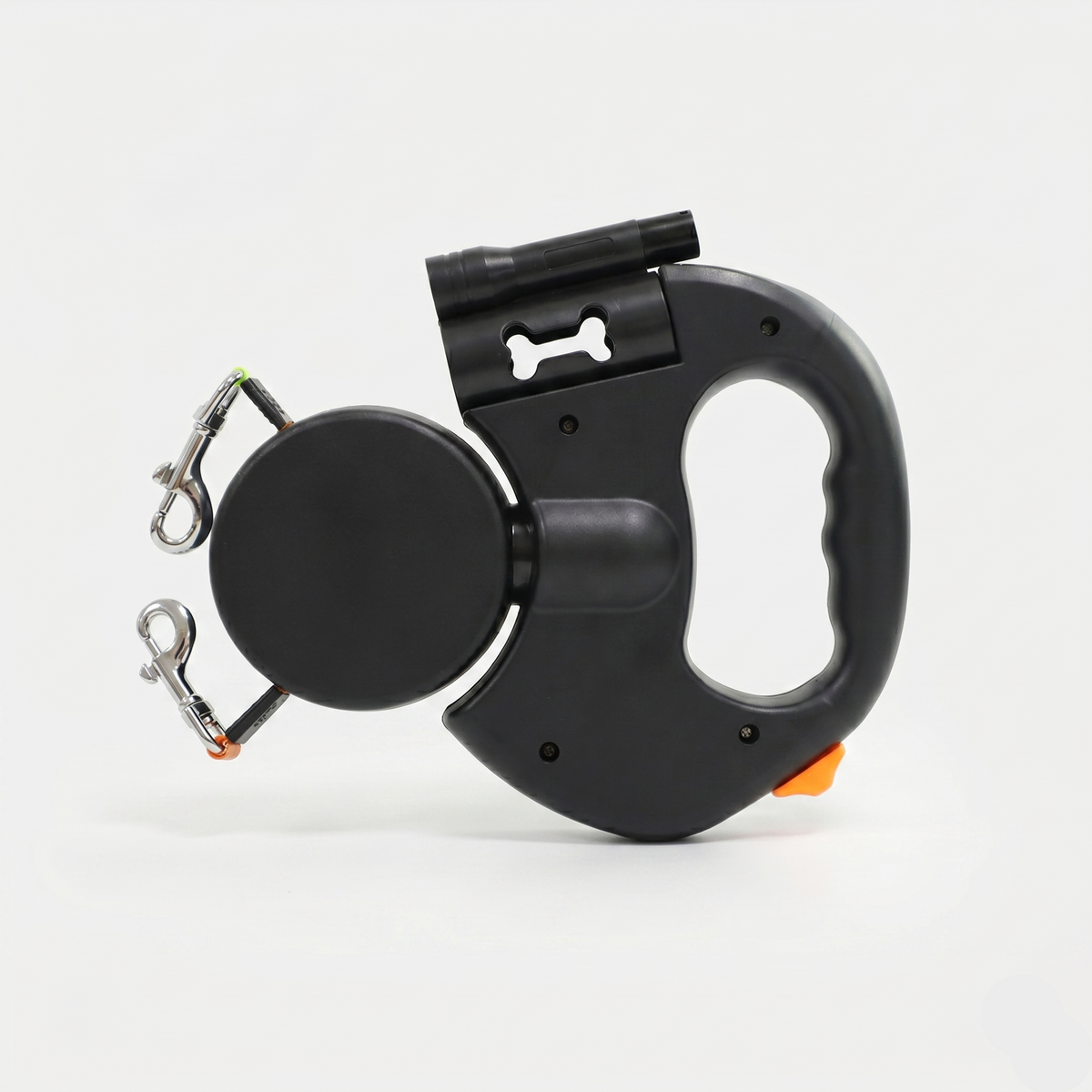 Dual Retractable Dog Leash for Two Dogs with 360° Anti-Tangle Rotation and Bag Dispenser