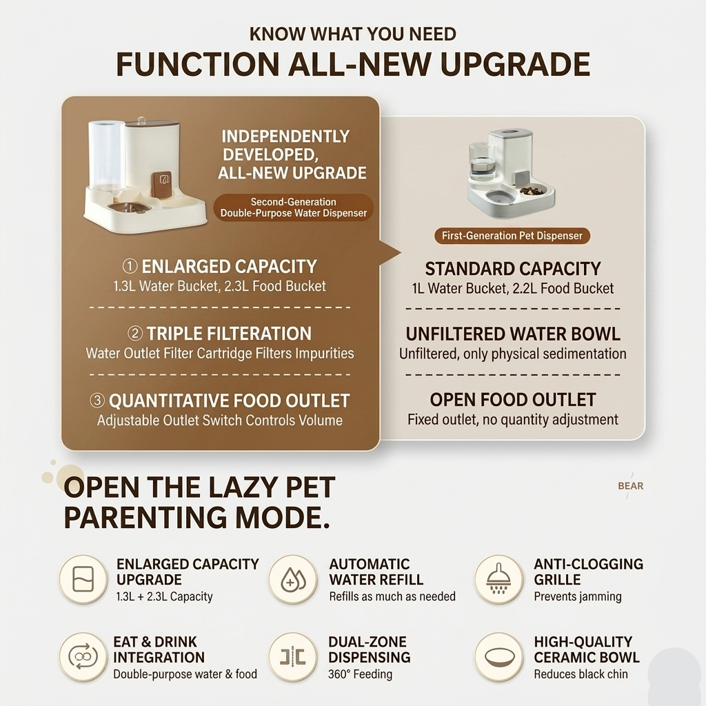Gravity Pet Feeder and Water Dispenser Station for Cats & Small Dogs, No Power Needed