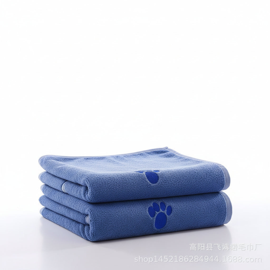 Quick-Dry Microfiber Pet Towel for Dogs & Cats, Absorbent Embroidered Bath Towel, 4 Sizes