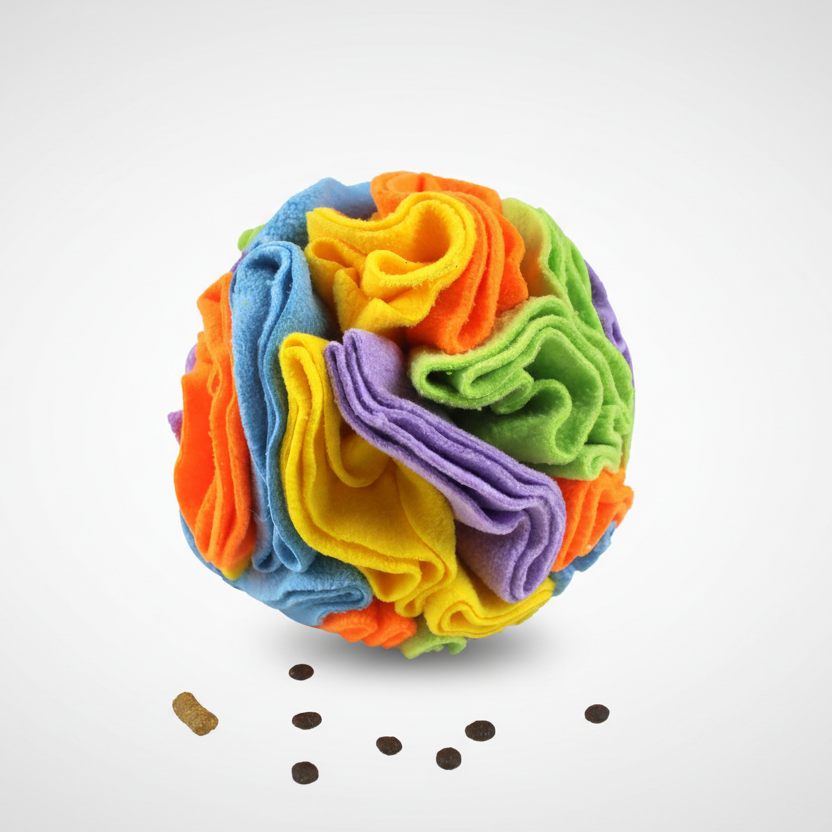 Snuffle Ball Treat Toy for Dogs & Cats, Soft Fleece Foraging Ball, Machine Washable