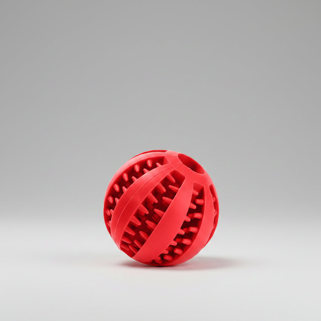 Treat Dispensing Dog Ball for Small to Medium Dogs, Textured TPR Rubber, 5 cm