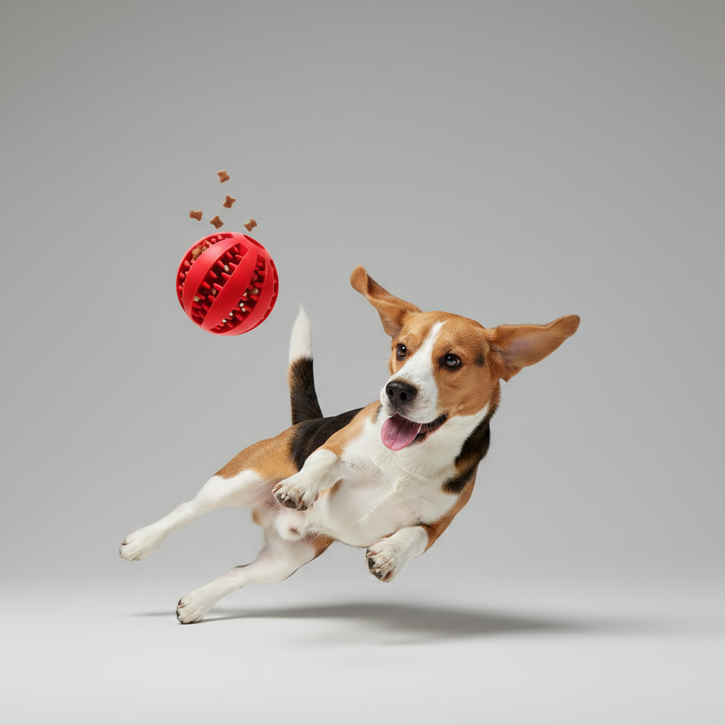 Treat Dispensing Dog Ball for Small to Medium Dogs, Textured TPR Rubber, 5 cm