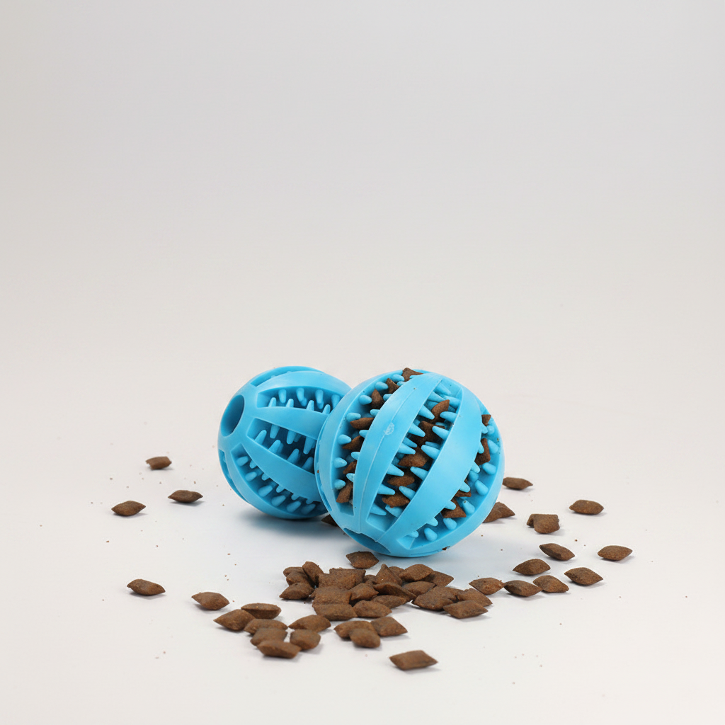 Treat Dispensing Dog Ball for Small to Medium Dogs, Textured TPR Rubber, 5 cm