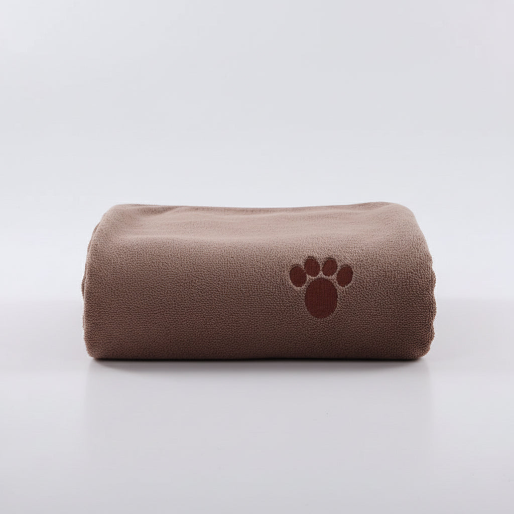 Quick-Dry Microfiber Pet Towel for Dogs & Cats, Absorbent Embroidered Bath Towel, 4 Sizes