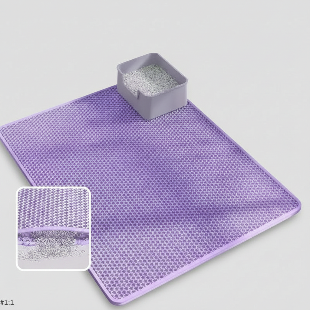 Double-Layer Honeycomb Cat Litter Mat, Waterproof EVA, Foldable, Traps Scattered Litter