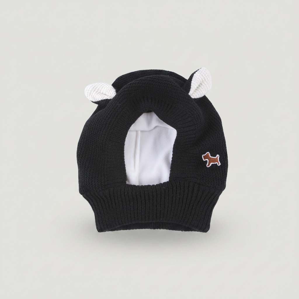 Warm Knitted Winter Dog Hat with Rabbit Ears for Large Dogs, Wind-Resistant Plush