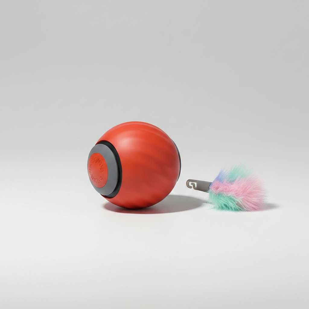 Interactive Rolling Cat Ball Toy with Removable Tail, USB Rechargeable, Random Motion
