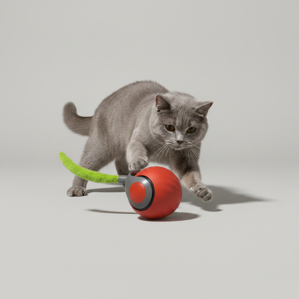 Interactive Rolling Cat Ball Toy with Removable Tail, USB Rechargeable, Random Motion
