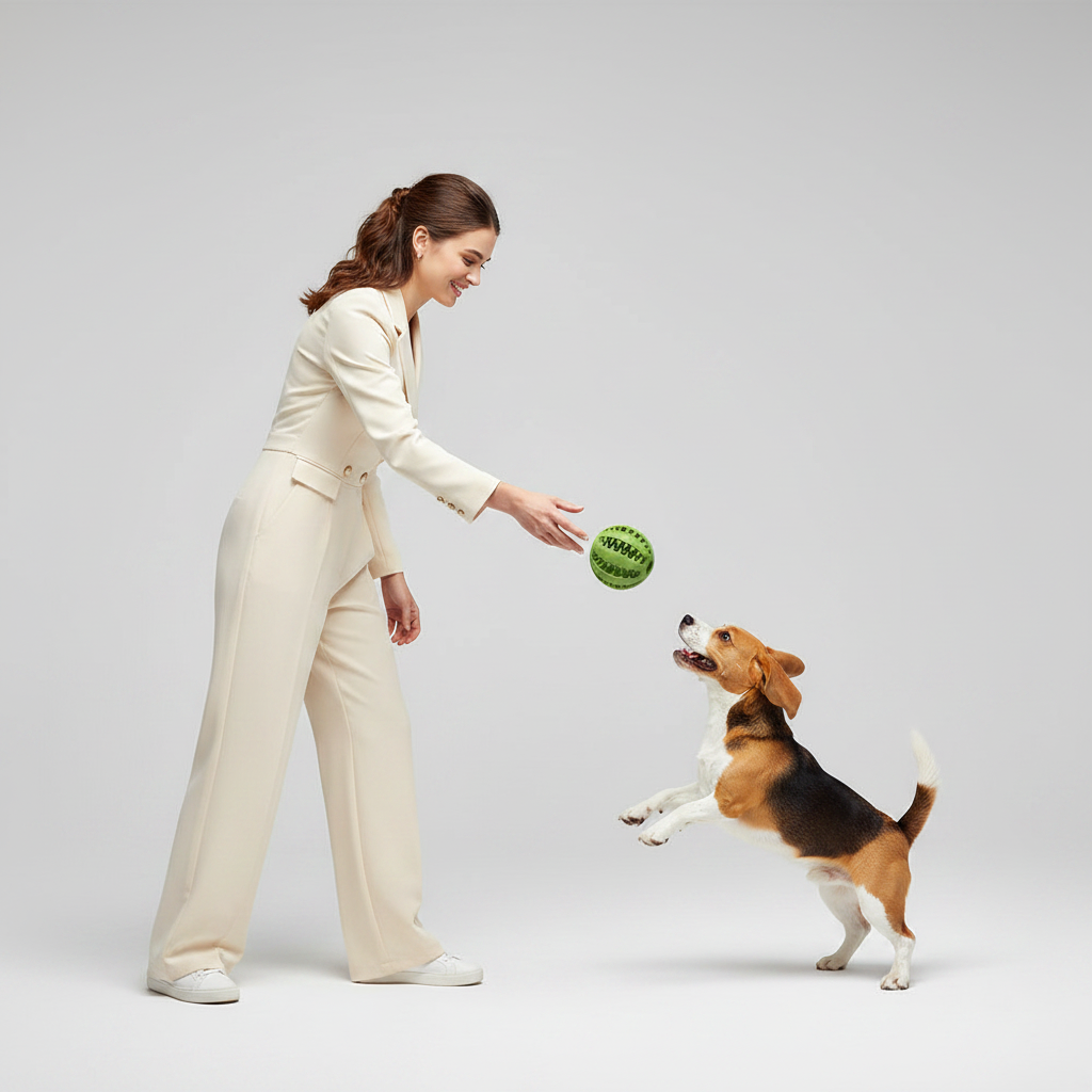 Treat Dispensing Dog Ball for Small to Medium Dogs, Textured TPR Rubber, 5 cm