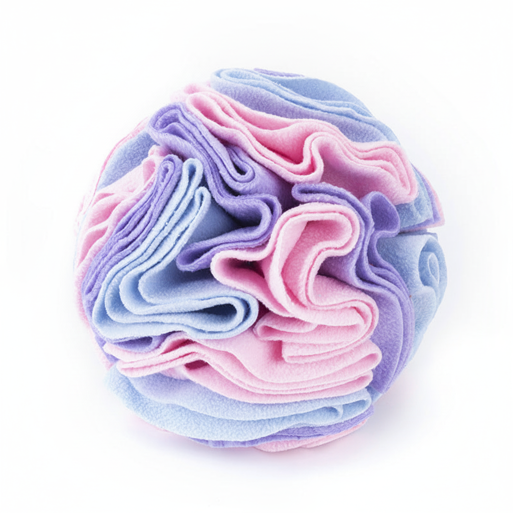 Snuffle Ball Treat Toy for Dogs & Cats, Soft Fleece Foraging Ball, Machine Washable