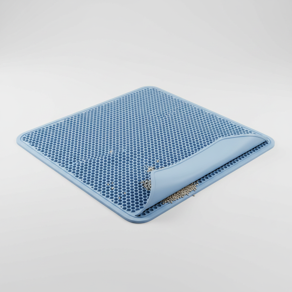Double-Layer Honeycomb Cat Litter Mat, Waterproof EVA, Foldable, Traps Scattered Litter