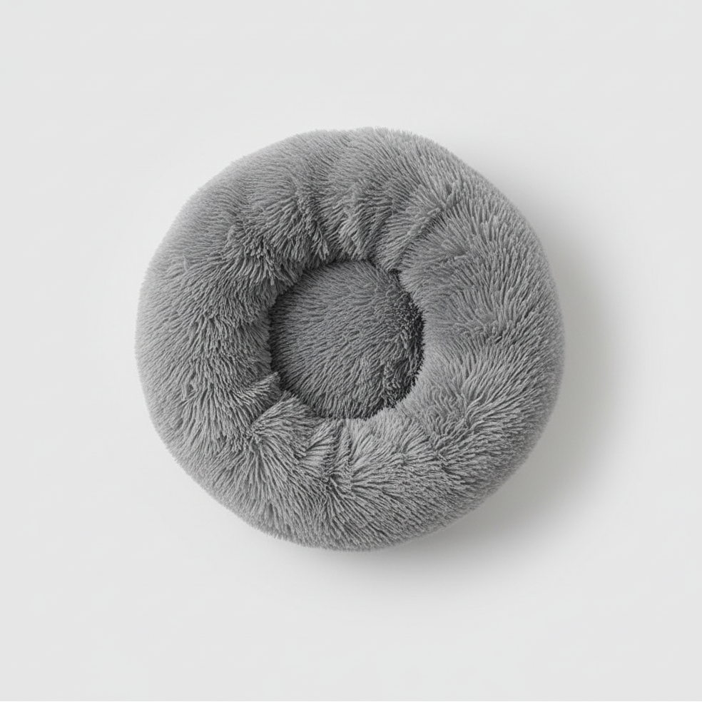 Plush Donut Pet Bed for Cats & Dogs with Raised Edges and Removable Cover, 40 to 70 cm