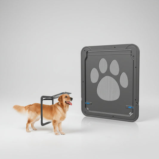 Lockable Pet Screen Door for Cats & Small Dogs, 4-Way Locking Flap for Mesh Screens