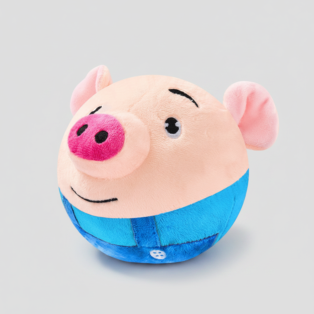 Interactive Jumping Plush Pig Ball for Dogs & Cats, USB Rechargeable with Sound, Removable Cover