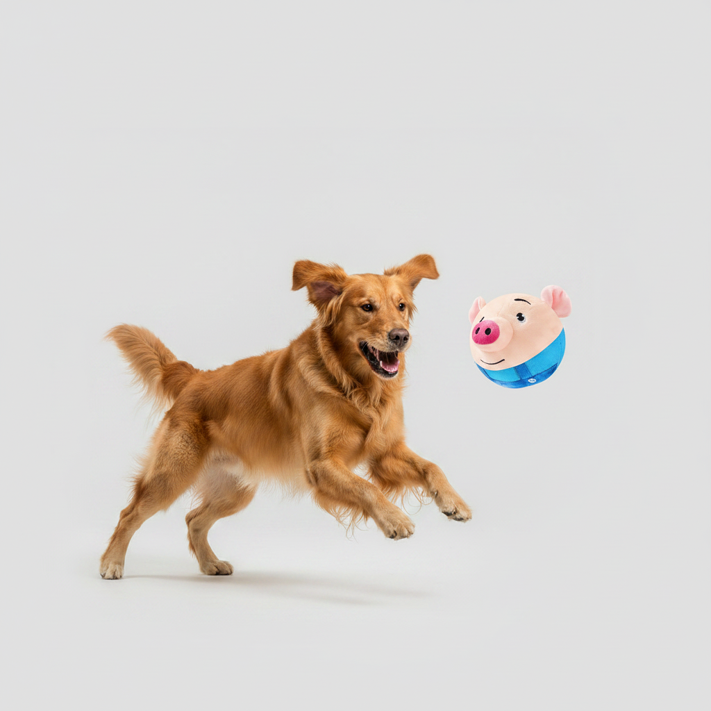 Interactive Jumping Plush Pig Ball for Dogs & Cats, USB Rechargeable with Sound, Removable Cover