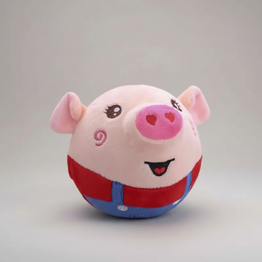 Interactive Jumping Plush Pig Ball for Dogs & Cats, USB Rechargeable with Sound, Removable Cover