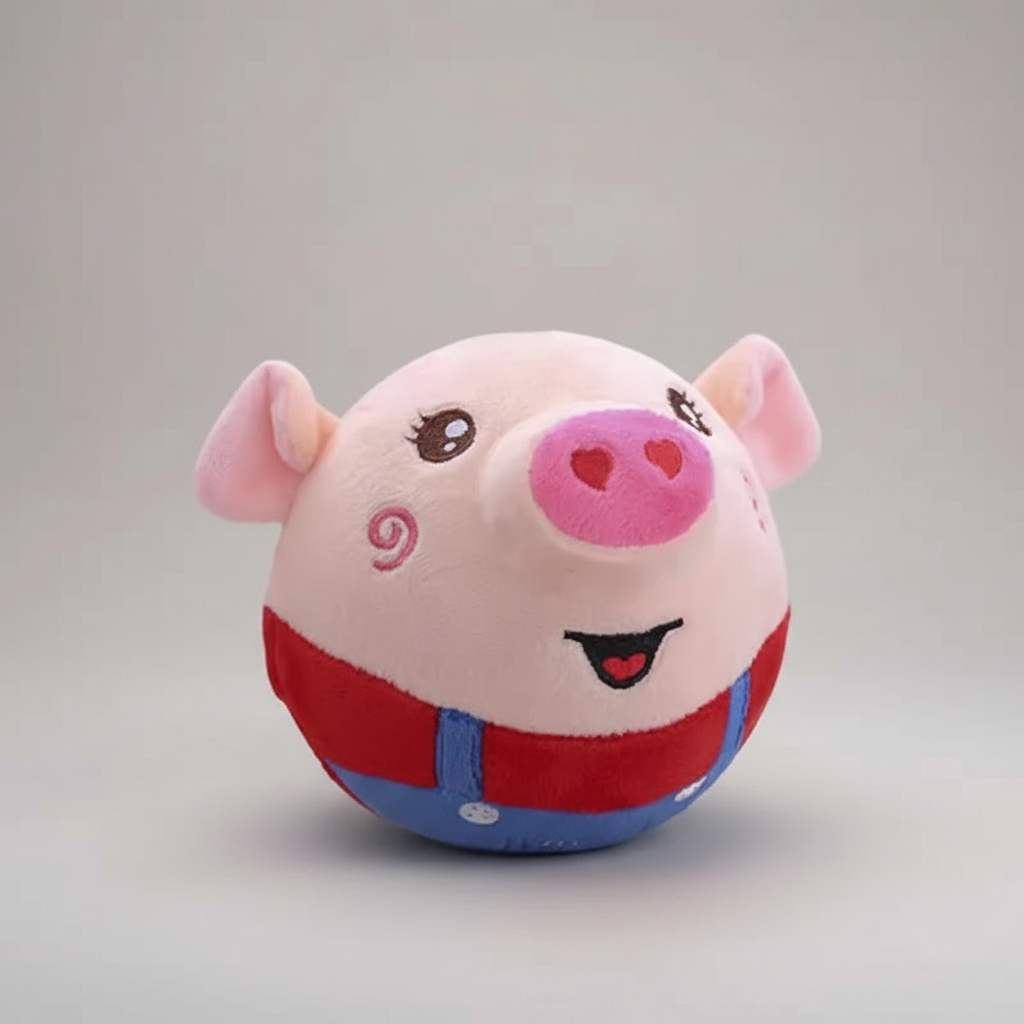 Interactive Jumping Plush Pig Ball for Dogs & Cats, USB Rechargeable with Sound, Removable Cover