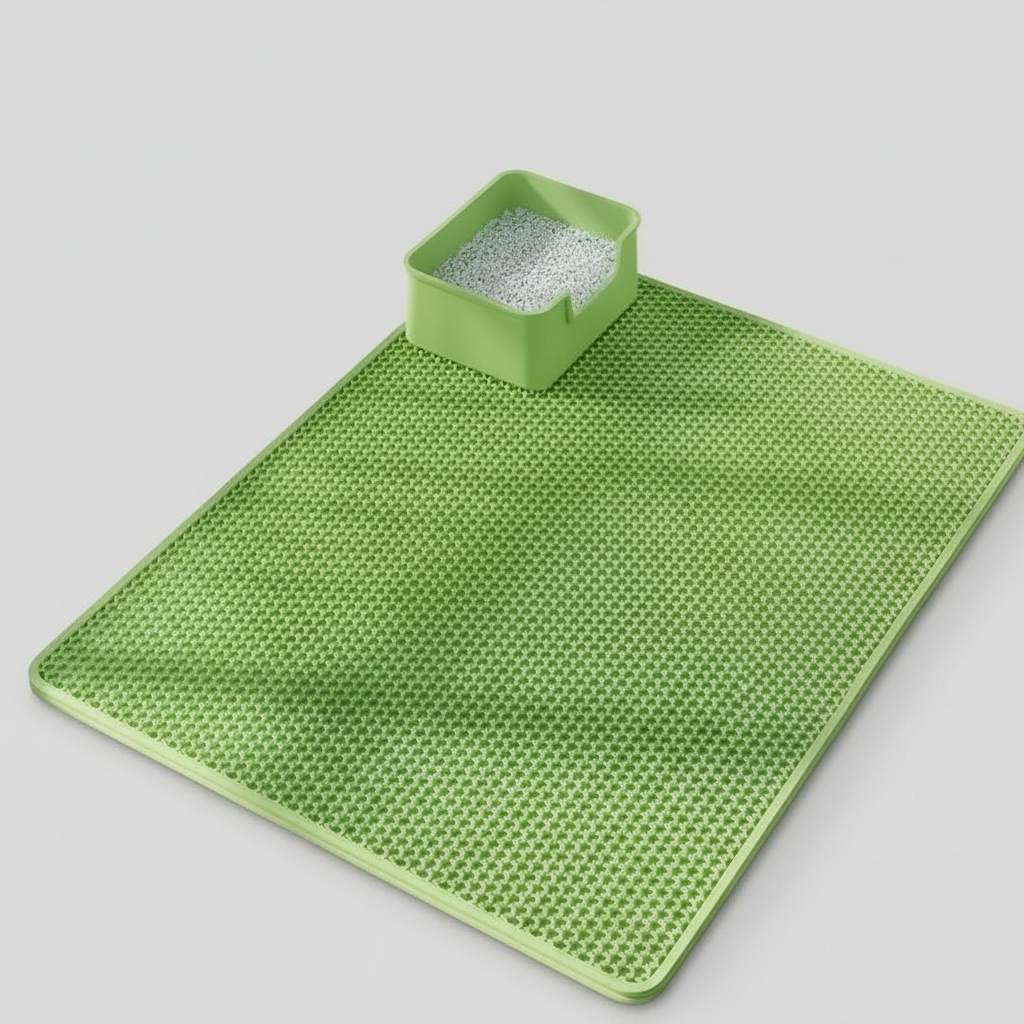 Double-Layer Honeycomb Cat Litter Mat, Waterproof EVA, Foldable, Traps Scattered Litter