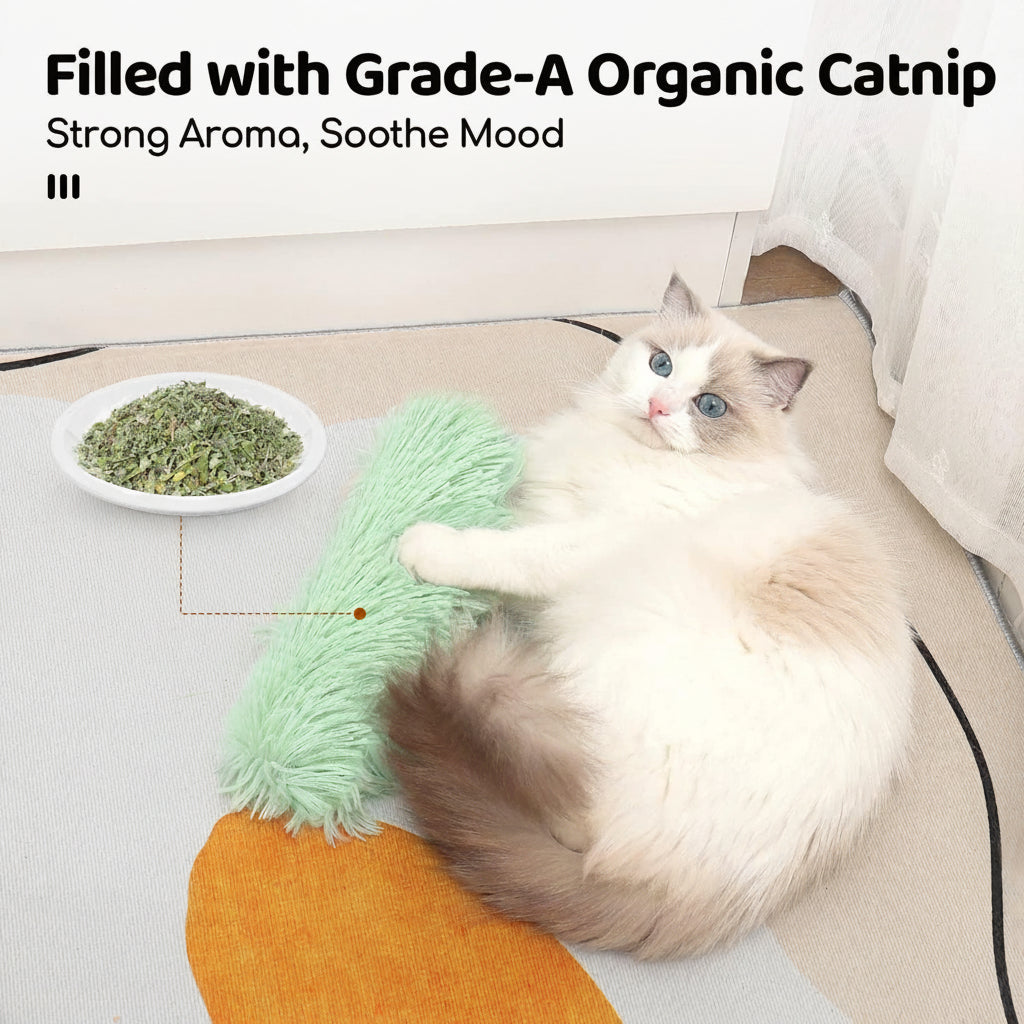 Catnip Plush Pillow Toy for Cats, Soft PP Cotton Kicker for Pouncing and Play, 25 cm