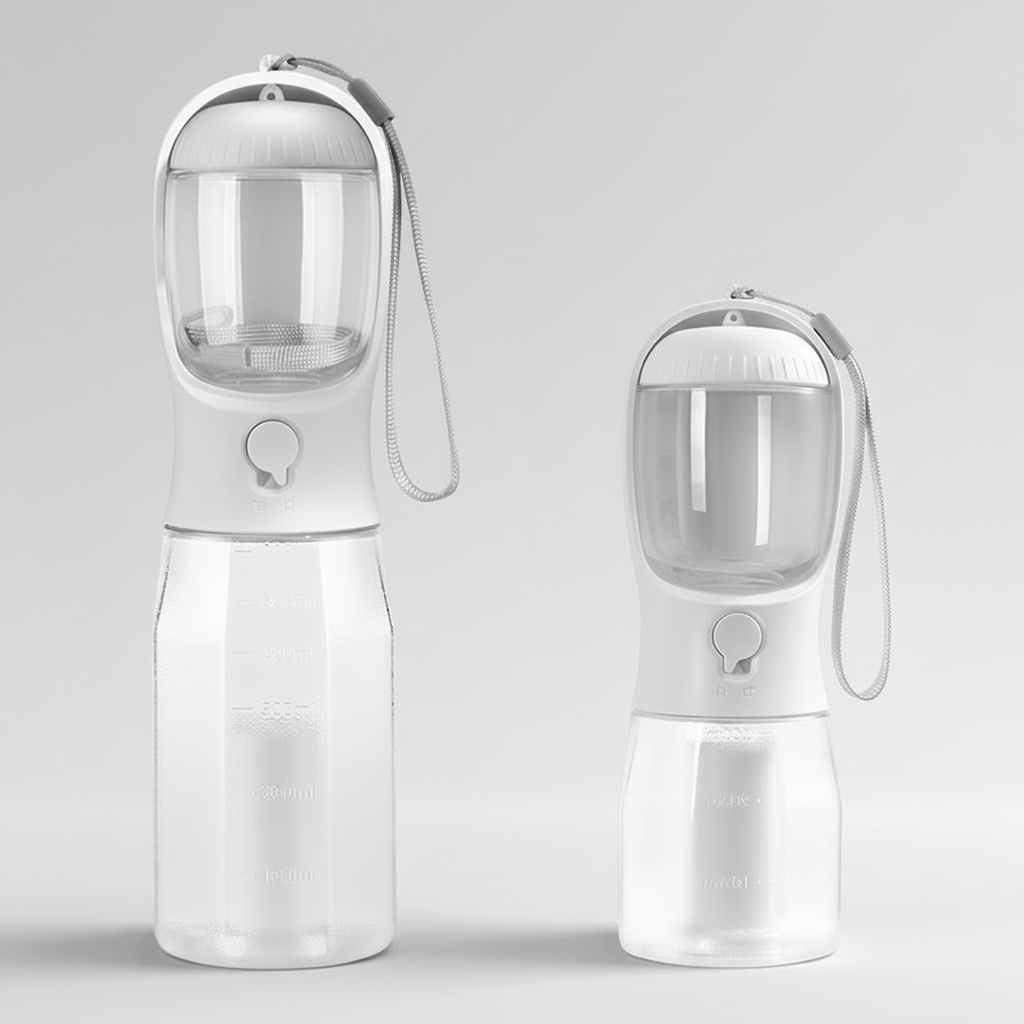 Portable Dog Water Bottle with Temperature Indicator for Walks & Hiking, 300ml or 600ml